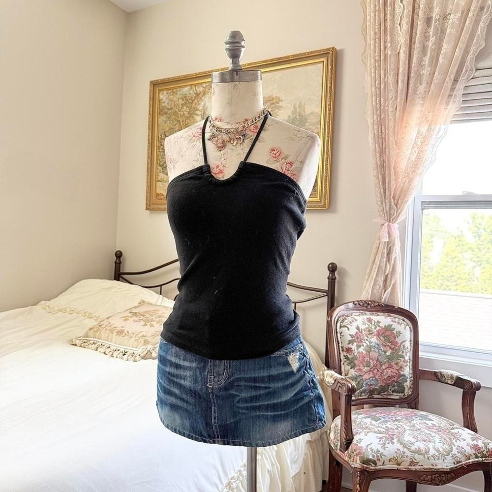 black halter top  Y2K Energie black halter top size large